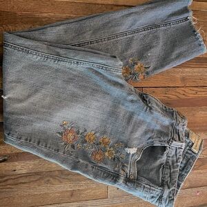 Democracy Flex-cellent embroidered raw edge jeans size 12